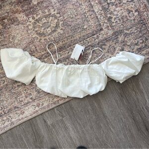 Cotton Candy LA Puff Sleeve Crop, M